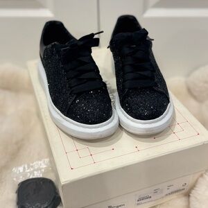 Alexander McQueen Black Glitter Sneakers